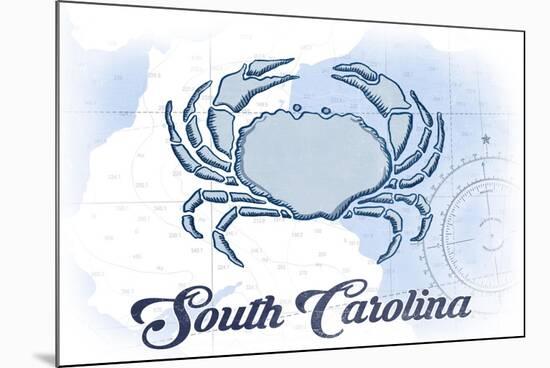 South Carolina - Crab - Blue - Coastal Icon-Lantern Press-Mounted Premium Giclee Print