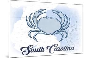 South Carolina - Crab - Blue - Coastal Icon-Lantern Press-Mounted Premium Giclee Print