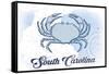 South Carolina - Crab - Blue - Coastal Icon-Lantern Press-Framed Stretched Canvas