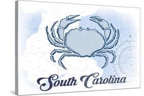 South Carolina - Crab - Blue - Coastal Icon-Lantern Press-Stretched Canvas