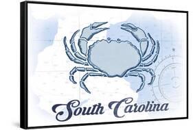 South Carolina - Crab - Blue - Coastal Icon-Lantern Press-Framed Stretched Canvas