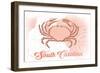 South Carolina - Crab - Coral - Coastal Icon-Lantern Press-Framed Art Print