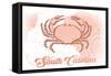 South Carolina - Crab - Coral - Coastal Icon-Lantern Press-Framed Stretched Canvas