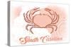 South Carolina - Crab - Coral - Coastal Icon-Lantern Press-Stretched Canvas