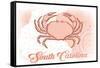 South Carolina - Crab - Coral - Coastal Icon-Lantern Press-Framed Stretched Canvas