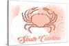 South Carolina - Crab - Coral - Coastal Icon-Lantern Press-Stretched Canvas