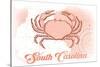 South Carolina - Crab - Coral - Coastal Icon-Lantern Press-Stretched Canvas