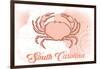 South Carolina - Crab - Coral - Coastal Icon-Lantern Press-Framed Art Print