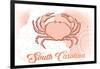 South Carolina - Crab - Coral - Coastal Icon-Lantern Press-Framed Art Print