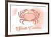 South Carolina - Crab - Coral - Coastal Icon-Lantern Press-Framed Premium Giclee Print