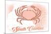 South Carolina - Crab - Coral - Coastal Icon-Lantern Press-Mounted Premium Giclee Print