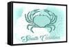 South Carolina - Crab - Teal - Coastal Icon-Lantern Press-Framed Stretched Canvas