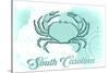 South Carolina - Crab - Teal - Coastal Icon-Lantern Press-Stretched Canvas