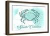 South Carolina - Crab - Teal - Coastal Icon-Lantern Press-Framed Art Print