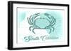 South Carolina - Crab - Teal - Coastal Icon-Lantern Press-Framed Art Print