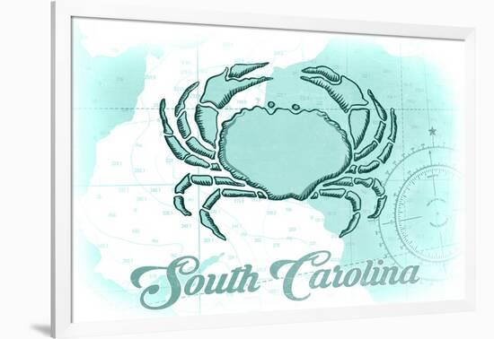 South Carolina - Crab - Teal - Coastal Icon-Lantern Press-Framed Art Print