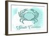 South Carolina - Crab - Teal - Coastal Icon-Lantern Press-Framed Art Print