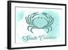 South Carolina - Crab - Teal - Coastal Icon-Lantern Press-Framed Art Print