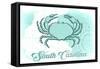 South Carolina - Crab - Teal - Coastal Icon-Lantern Press-Framed Stretched Canvas