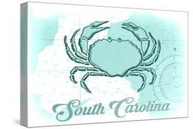 South Carolina - Crab - Teal - Coastal Icon-Lantern Press-Stretched Canvas