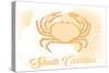 South Carolina - Crab - Yellow - Coastal Icon-Lantern Press-Stretched Canvas