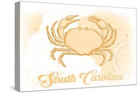 South Carolina - Crab - Yellow - Coastal Icon-Lantern Press-Stretched Canvas