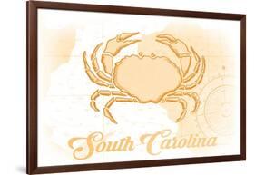 South Carolina - Crab - Yellow - Coastal Icon-Lantern Press-Framed Art Print