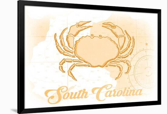 South Carolina - Crab - Yellow - Coastal Icon-Lantern Press-Framed Art Print