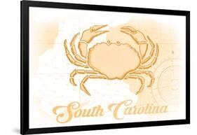 South Carolina - Crab - Yellow - Coastal Icon-Lantern Press-Framed Art Print