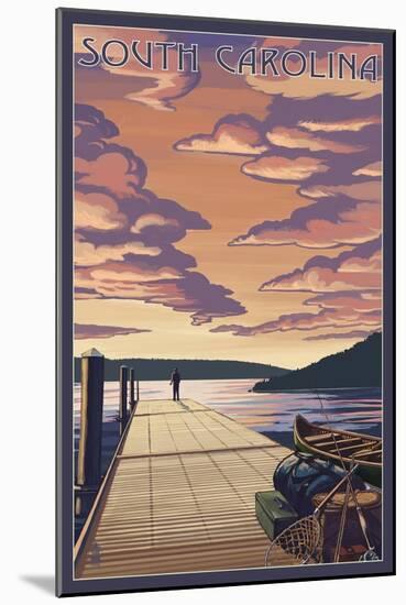 South Carolina - Dock Scene and Lake-Lantern Press-Mounted Art Print