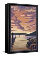 South Carolina - Dock Scene and Lake-Lantern Press-Framed Stretched Canvas