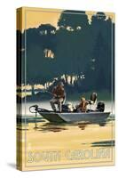 South Carolina - Fishermen in Boat-Lantern Press-Stretched Canvas