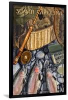 South Carolina - Fishing Still Life-Lantern Press-Framed Art Print