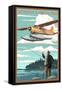 South Carolina - Float Plane and Fisherman-Lantern Press-Framed Stretched Canvas