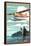 South Carolina - Float Plane and Fisherman-Lantern Press-Framed Stretched Canvas