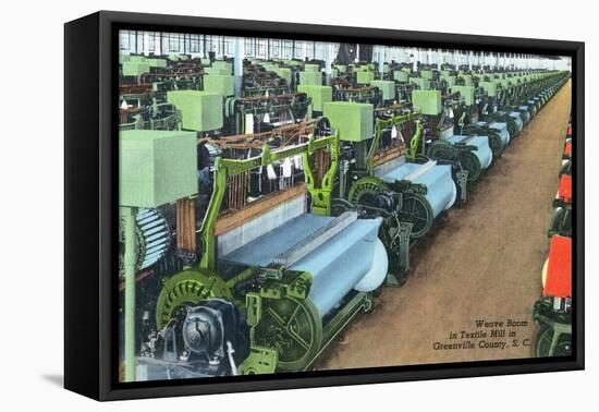 South Carolina - Greenville County Textile Mill Weave Room-Lantern Press-Framed Stretched Canvas