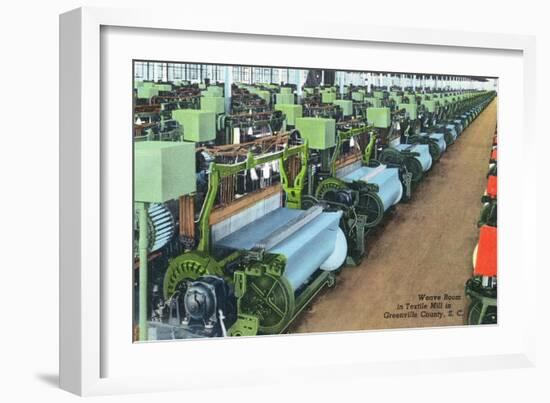 South Carolina - Greenville County Textile Mill Weave Room-Lantern Press-Framed Art Print