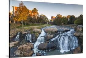 South Carolina, Greenville, Falls Park on the Reedy River, Dawn-Walter Bibikow-Stretched Canvas