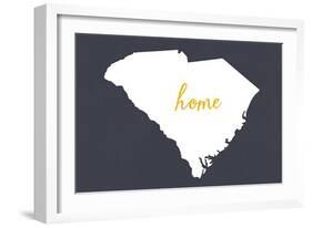 South Carolina - Home State - White on Gray-Lantern Press-Framed Art Print