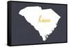 South Carolina - Home State - White on Gray-Lantern Press-Framed Stretched Canvas