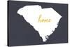 South Carolina - Home State - White on Gray-Lantern Press-Stretched Canvas