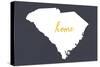 South Carolina - Home State - White on Gray-Lantern Press-Stretched Canvas