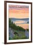 South Carolina - Lake and Bear Family-Lantern Press-Framed Art Print