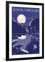 South Carolina - Lake at Night-Lantern Press-Framed Art Print