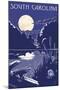 South Carolina - Lake at Night-Lantern Press-Mounted Art Print