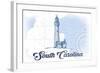 South Carolina - Lighthouse - Blue - Coastal Icon-Lantern Press-Framed Art Print