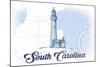 South Carolina - Lighthouse - Blue - Coastal Icon-Lantern Press-Mounted Art Print