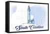 South Carolina - Lighthouse - Blue - Coastal Icon-Lantern Press-Framed Stretched Canvas