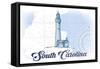 South Carolina - Lighthouse - Blue - Coastal Icon-Lantern Press-Framed Stretched Canvas