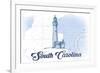 South Carolina - Lighthouse - Blue - Coastal Icon-Lantern Press-Framed Premium Giclee Print